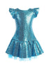 Big Girls Aqua Sequin Ruffle Tutu Junior Bridesmaid Dress 8-12 - SophiasStyle.com